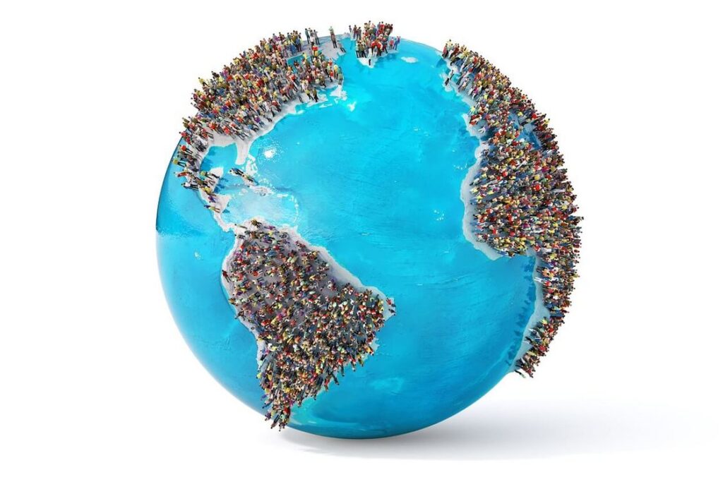 People standing on the planet