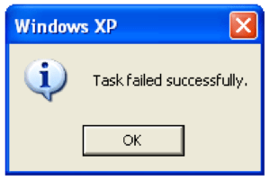 "Task failed successfully" windows message box 