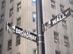 Wall St and Broadway Street Signs